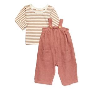 Easy-peasy Baby Girl Rose Jumpsuit Ruffle top Set 2 piece 0-3m boho FALL CASUAL